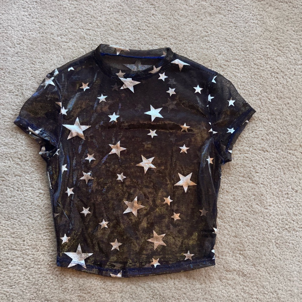 Iridescent&sheer crop top